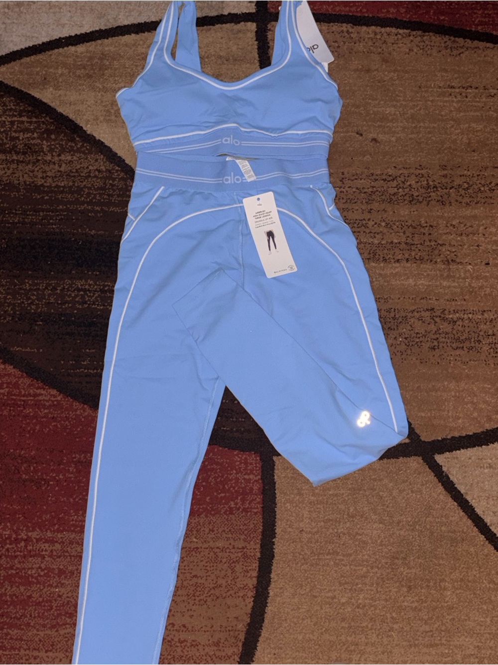 ALO Yoga womens Light Blue bra & legging Active set